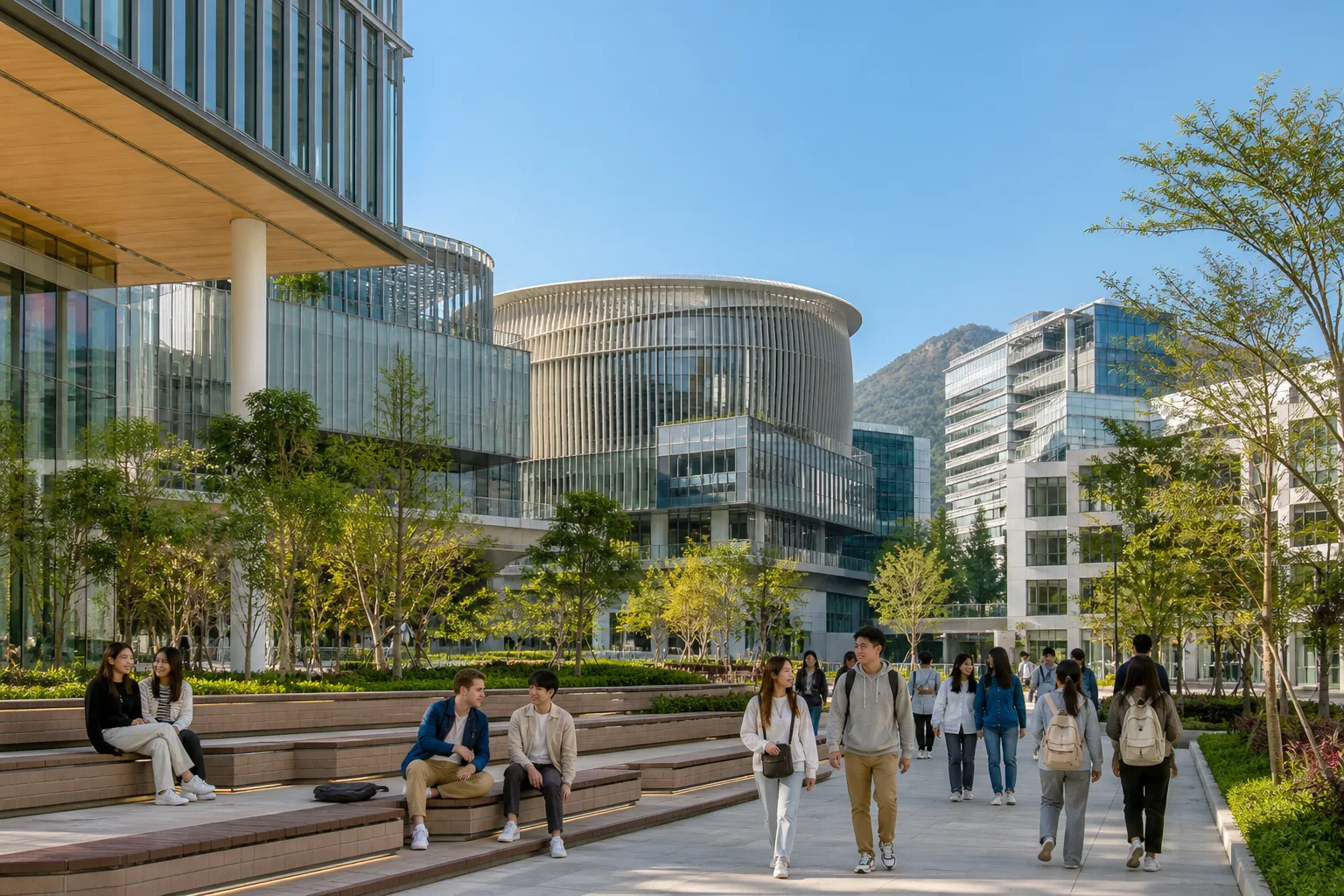 Modern university campus in Hong Kong