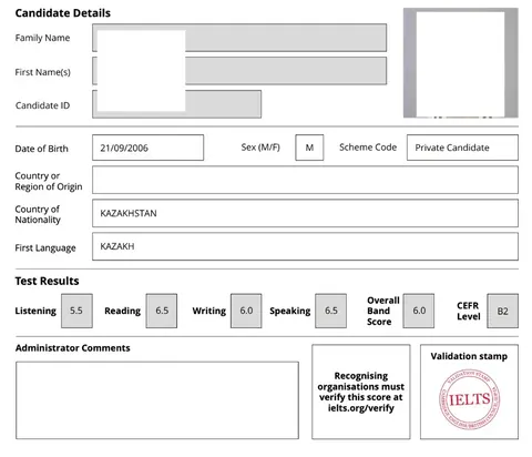 IELTS Test Report Form — Overall 6.0