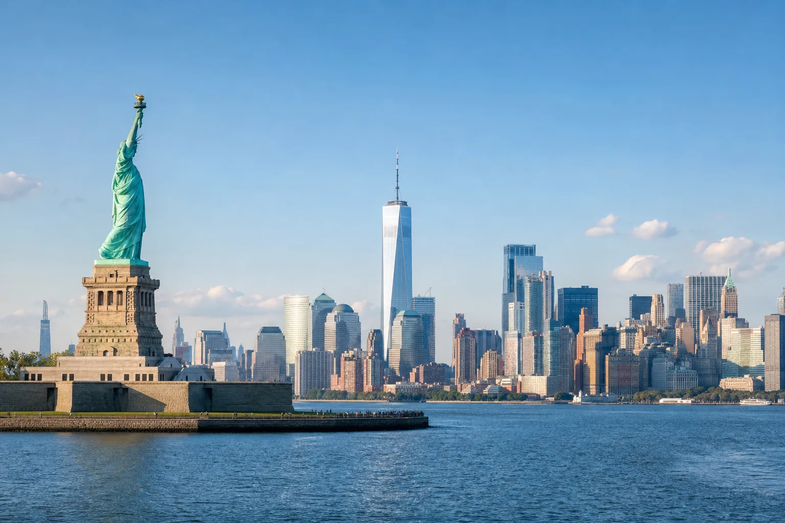 New York skyline and Statue of Liberty
